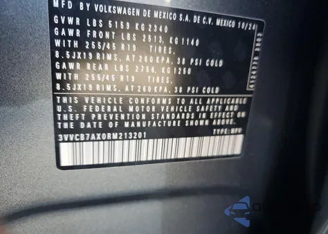 2024 Volkswagen Tiguan Se R-Line Black z USA, uszkodzony, nr VIN 3VVCB7AX0RM213201